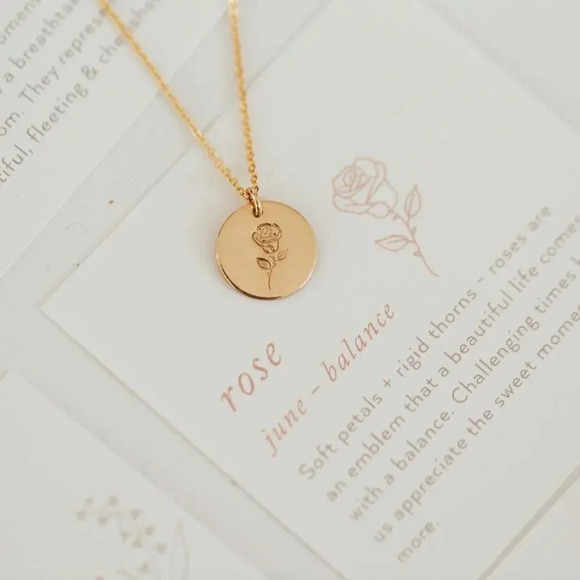 June Rose Bohemian Birth Flower Charm Necklace - Picture 3 of 11